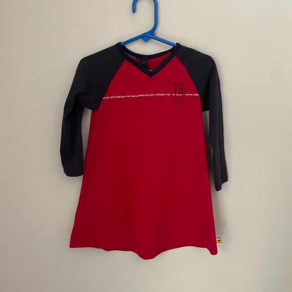Tommy Hilfiger Red and Navy Long Sleeve Dress Size 3T - Picture 1 of 4